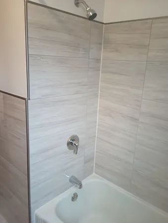 a bathroom with a bathtub