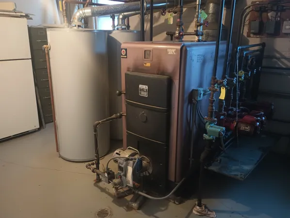 a close view of water heater room