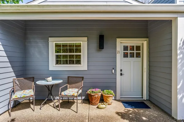 a outdoor living space with furniture