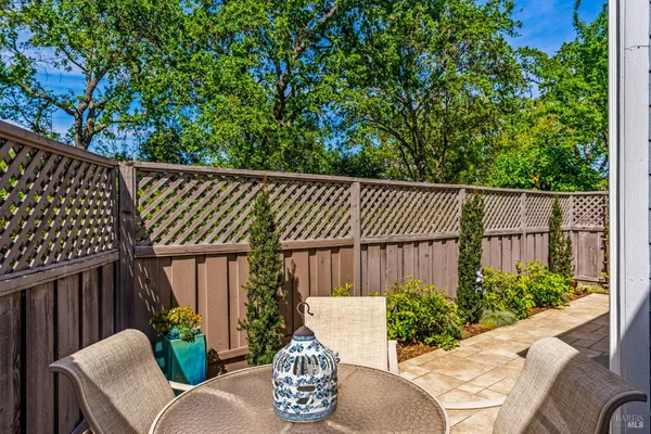 a view of a porch with furniture