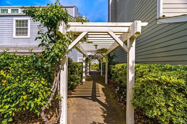 a view of a balcony with plants