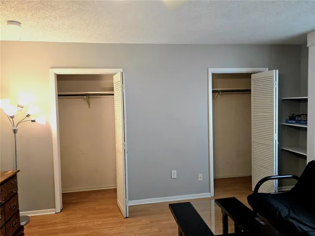 a view of a livingroom with a closet