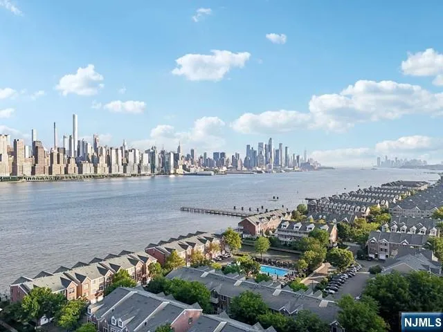 a view of a park with swings and slides