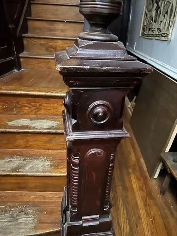 a close view of stove and microwave