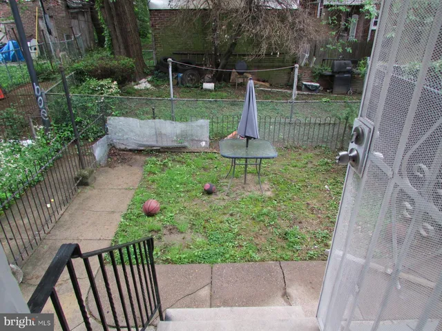 a view of a garden from a patio