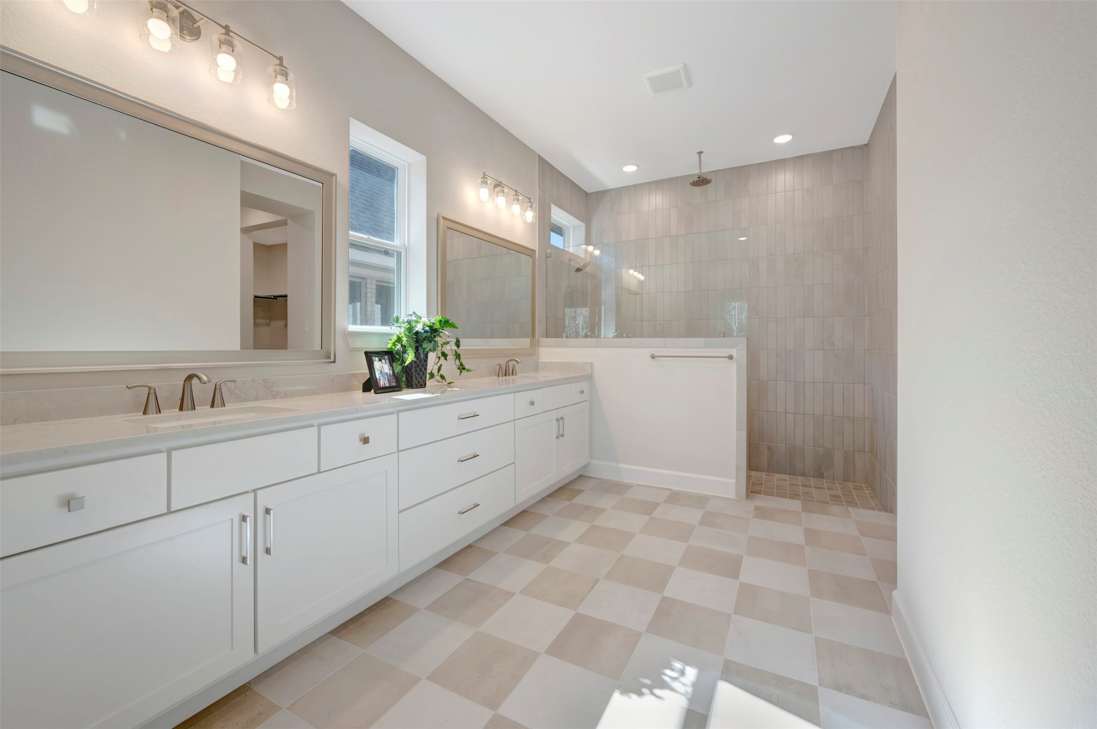 1728 Howler Way Montgomery, TX 77316 - Photo 17 of 43 Imagine getting dressed in this beautiful bath with extra windows for light! Quartz counters, drawer stacks & Large walk-in shower with 2 shower heads!