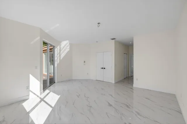 a view of a room with racks on the wall