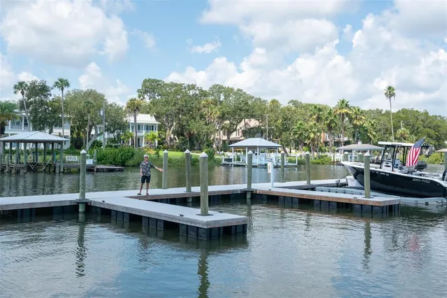 a view of a lake with boats