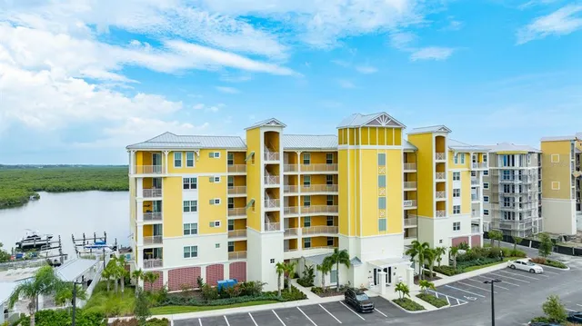 a view of a city from a corridor