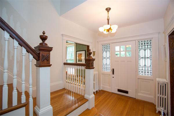 19 Cushing Road Wellesley, MA 02481 - Photo 3 of 29 workspace with wooden floor windows and entryway
