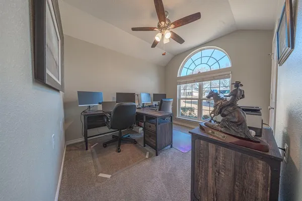 a workspace with a large window