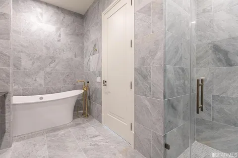 a view of a bathtub in a bathroom