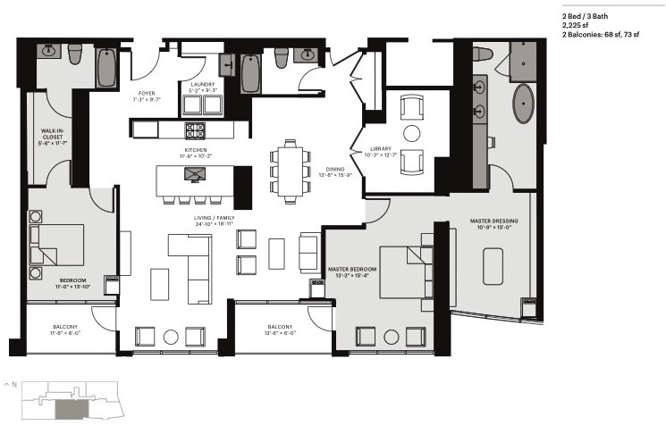 2 West Delaware Place, Unit 130304 Chicago, IL 60610 - Photo 2 of 19 a black and white photo of a living room