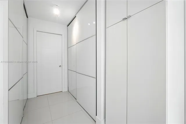 a view of small space with racks on the wall