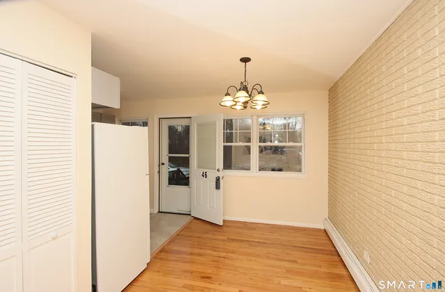 a view of a livingroom with a chandelier