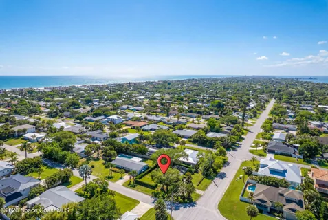 an aerial view of multiple house