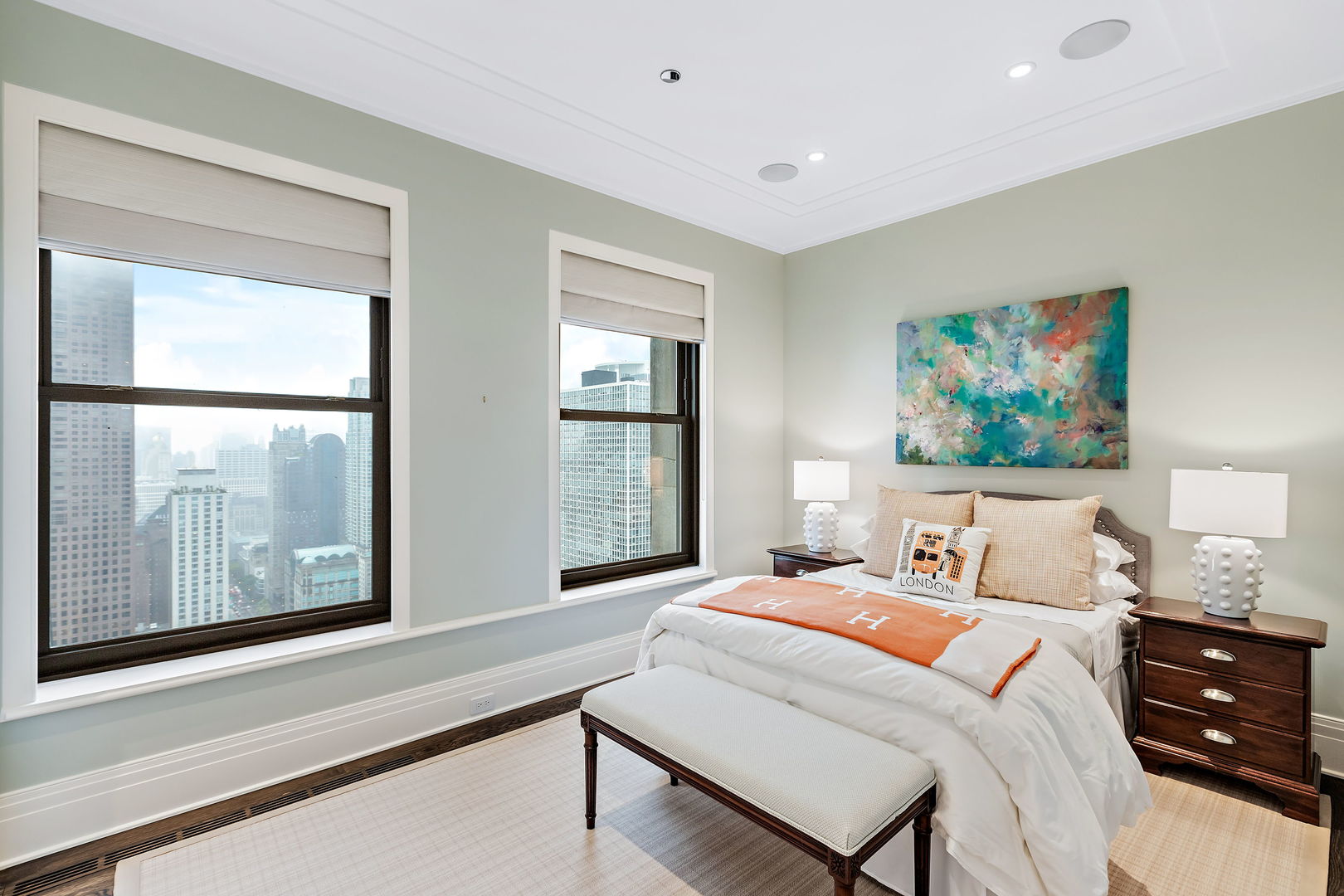 159 East Walton Place, Unit PH Chicago, IL 60611 - Photo 43 of 46 a bedroom with a bed and a large window