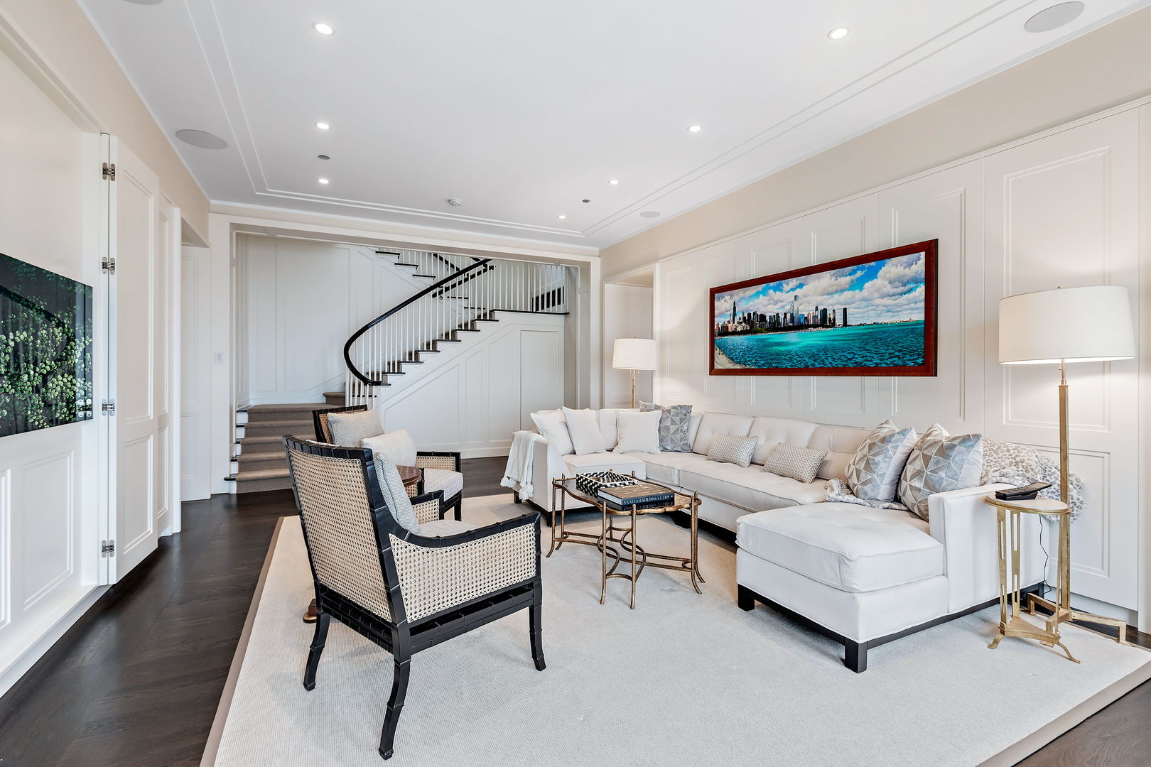 159 East Walton Place, Unit PH Chicago, IL 60611 - Photo 5 of 46 a living room with furniture a rug and a potted plant