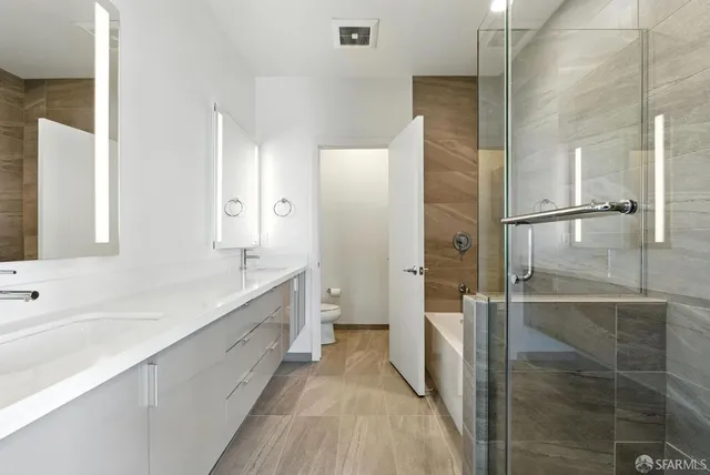 a view of a room with racks on the wall