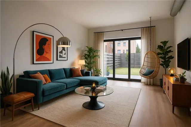 a living room with furniture and a flat screen tv