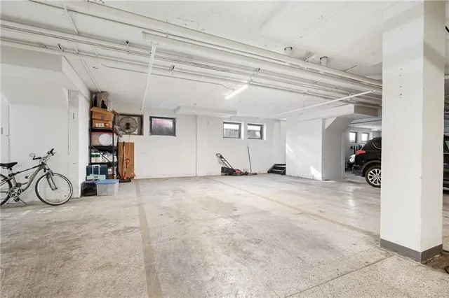 a view of garage with furniture