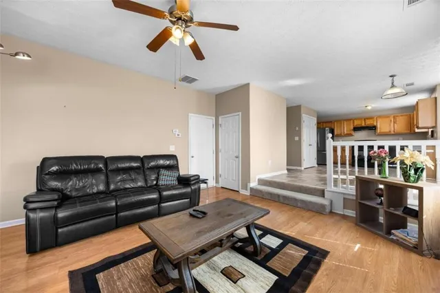 a living room with furniture