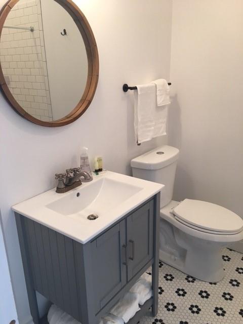 4407 Butler Street Pittsburgh, PA 15201 - Photo 13 of 29 a bathroom with a sink a toilet and mirror