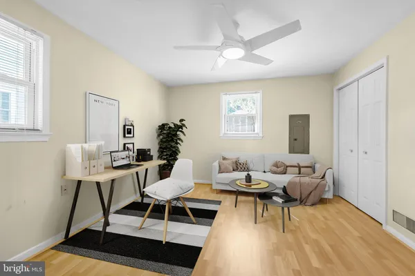 an empty room with a fireplace