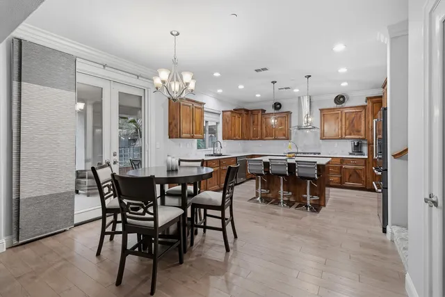 a view of a dining area with furniture
