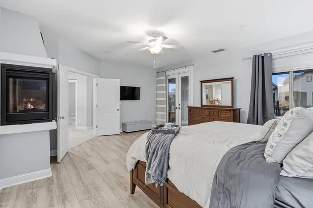 a outdoor living space with furniture and a floor to ceiling window