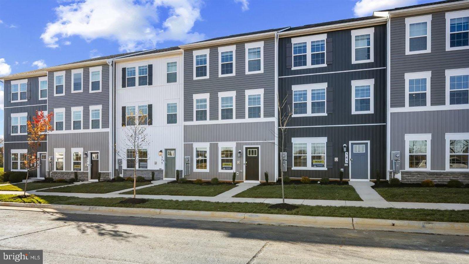 Modern townhomes with stylish facades.