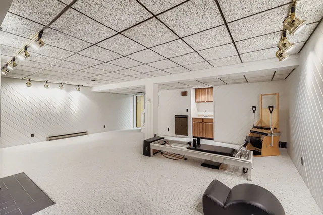 a room with gym equipment
