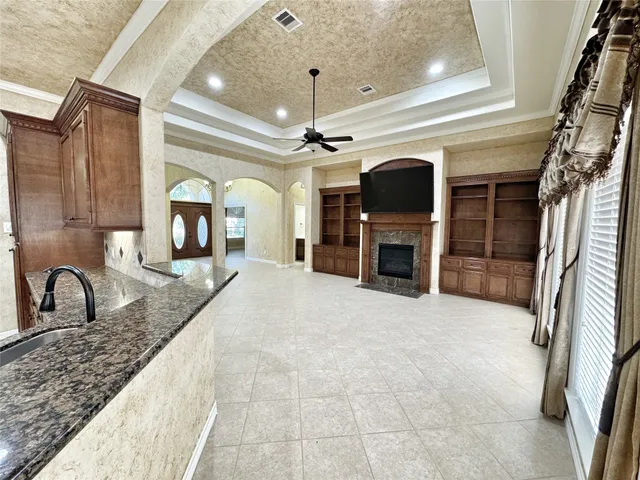 a view of livingroom with furniture and chandelier