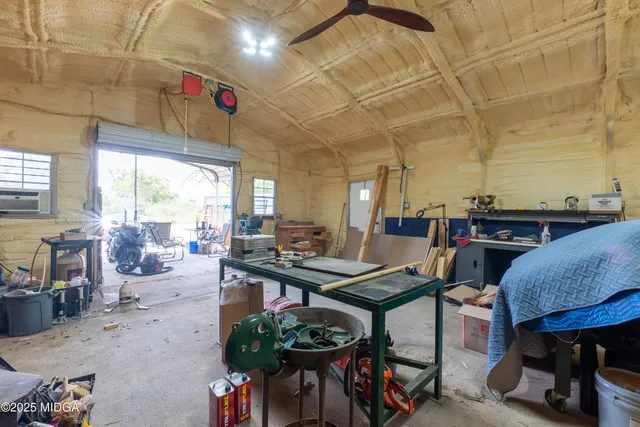 a view of swimming pool from a window