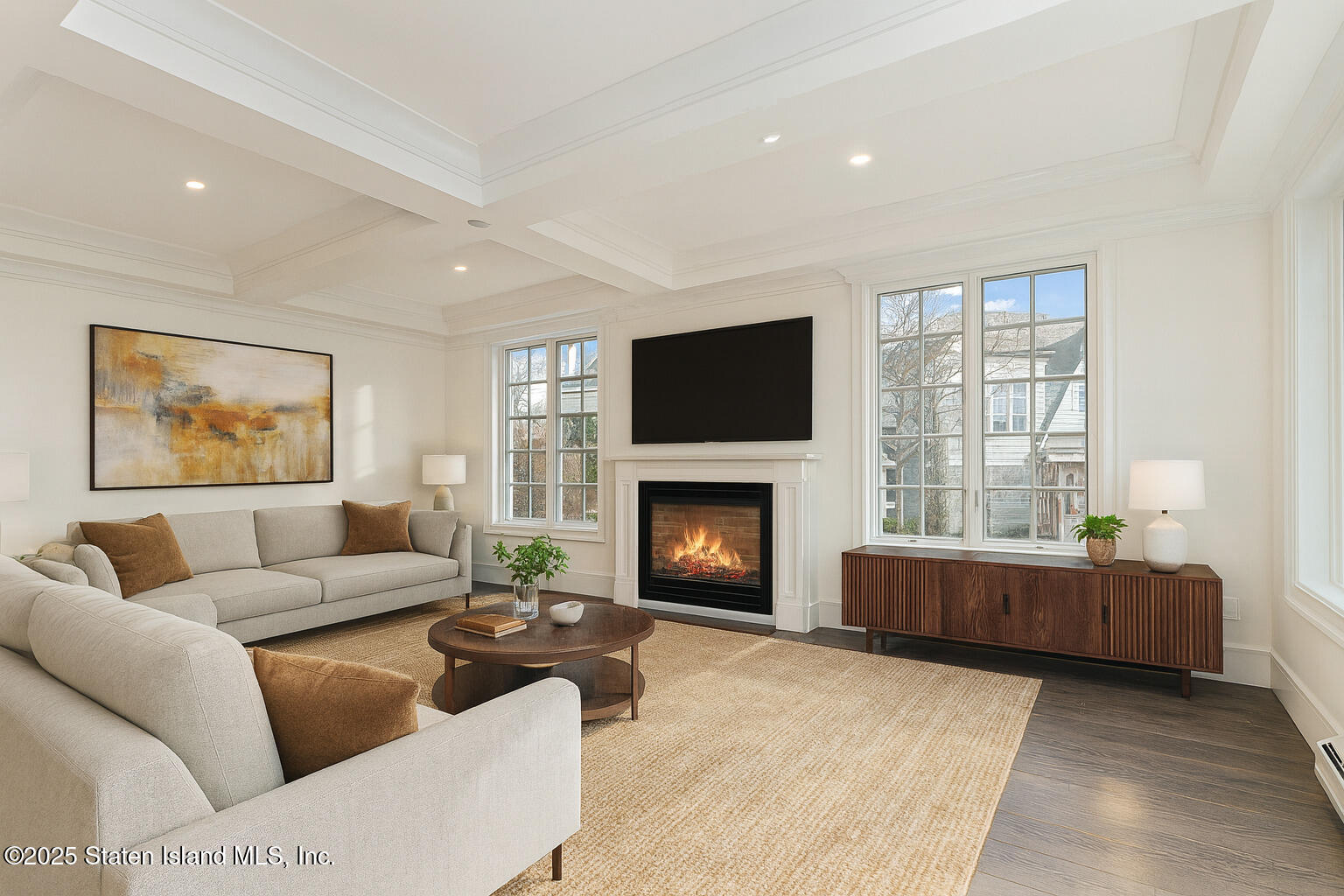 91 West Entry Road Staten Island, NY 10304 - Photo 10 of 57 a living room with furniture and a fireplace
