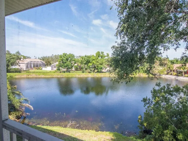 a view of a lake with outdoor space