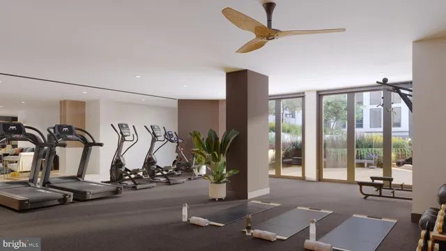 a view of a room with gym equipment