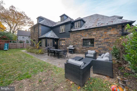 a view of a garden with a slide