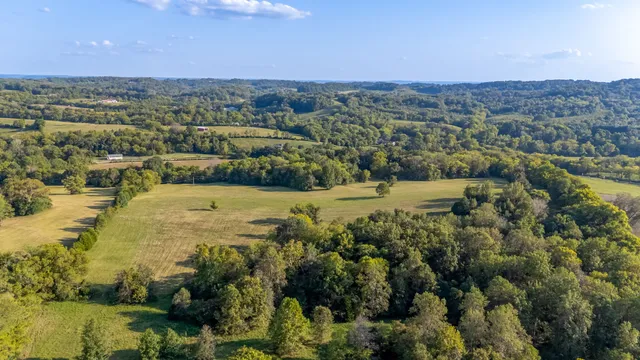 an aerial view of lake with residential houses with outdoor space and trees