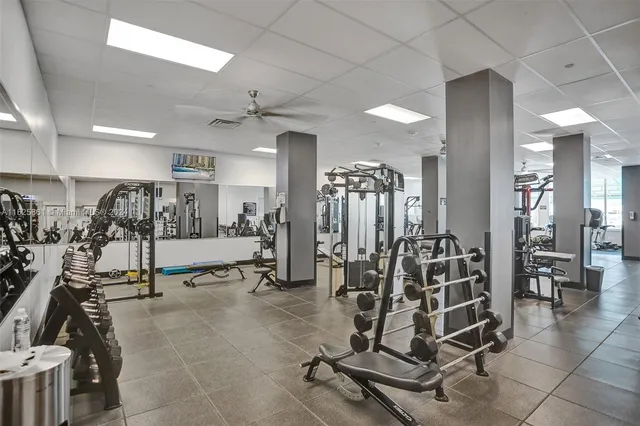 a view of a room with gym equipment