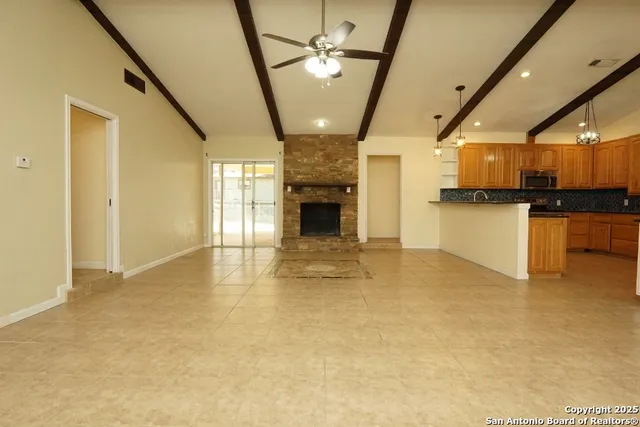 a view of a livingroom with a fireplace