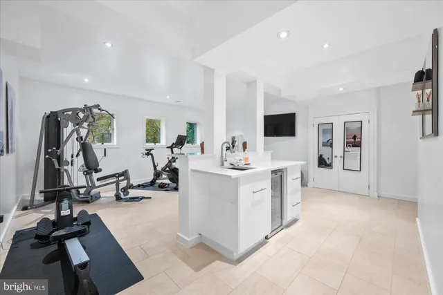 a view of a room with gym equipment