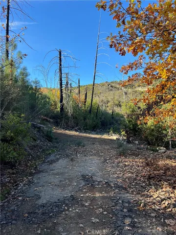 a view of a road with a building in the background