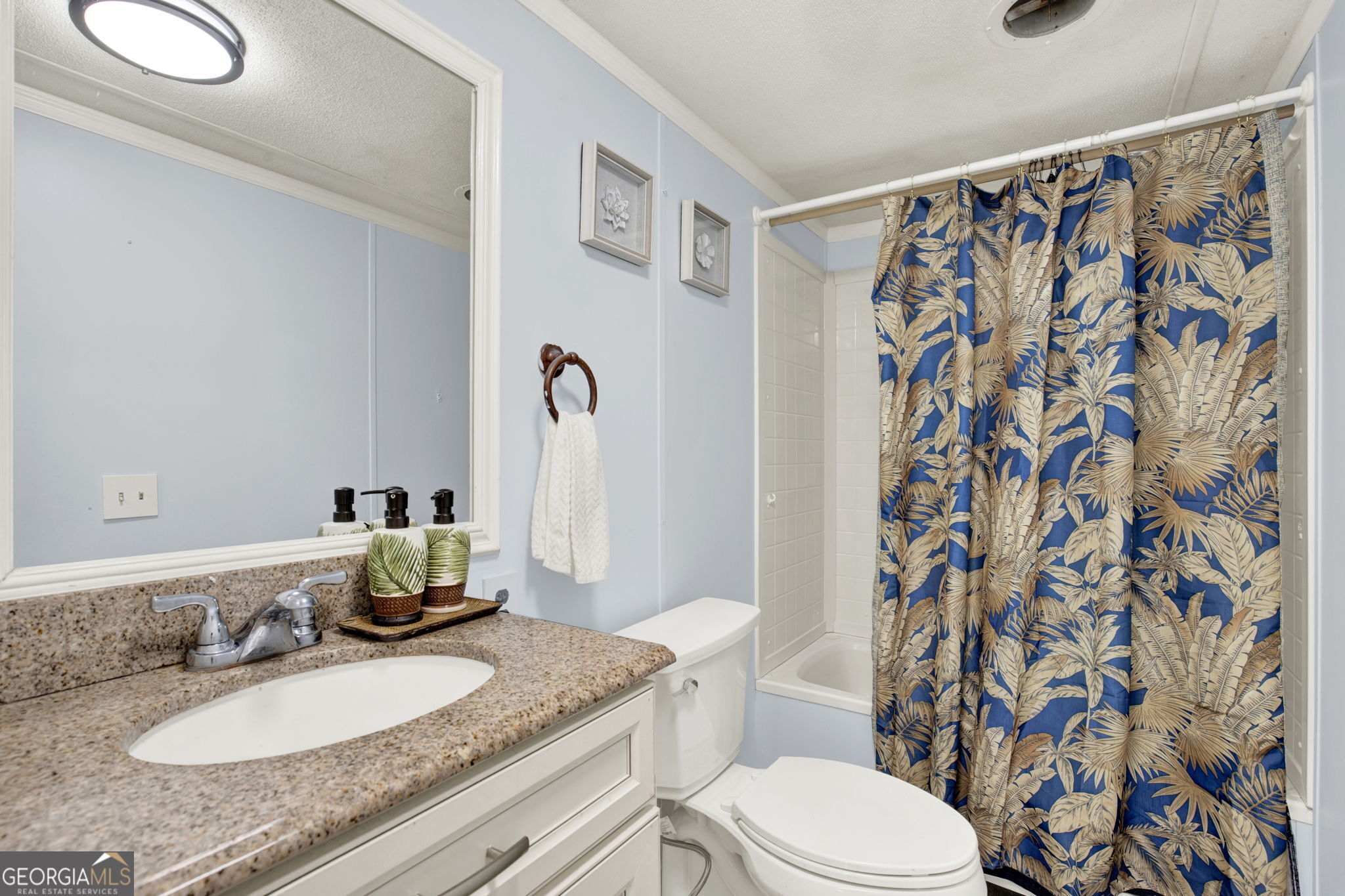 1262 Doodle Hill Road Northeast Townsend, GA 31331 - Photo 20 of 44 a bathroom with a granite countertop toilet sink and mirror