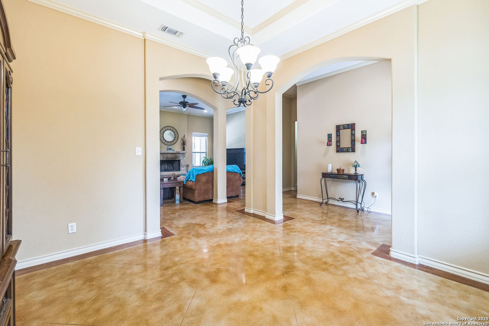 448 Western Bandera, TX 78003 - Photo 6 of 35 a view of a livingroom with a chandelier furniture and windows