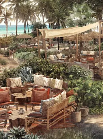 a view of a city with tall buildings and a big yard