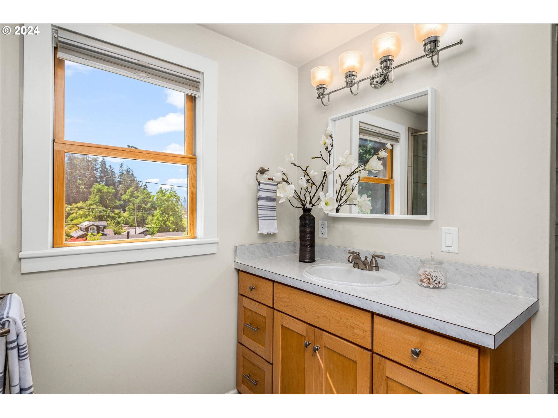 2602 Agate Street Eugene, OR 97403 - Photo 23 of 37 a bathroom with a sink and a mirror