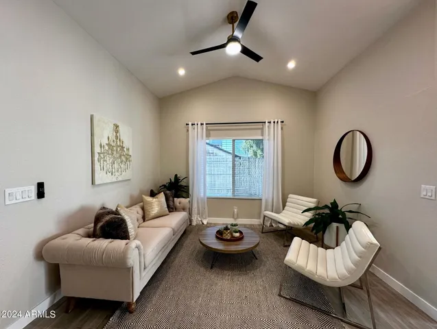 a living room with furniture