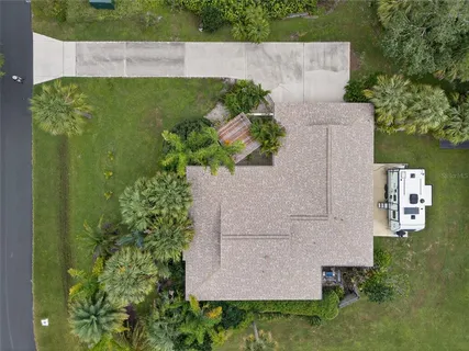 an aerial view of a house