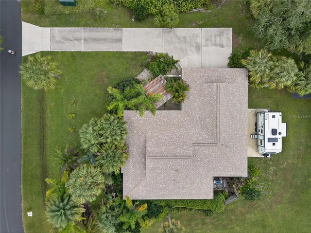 an aerial view of a house